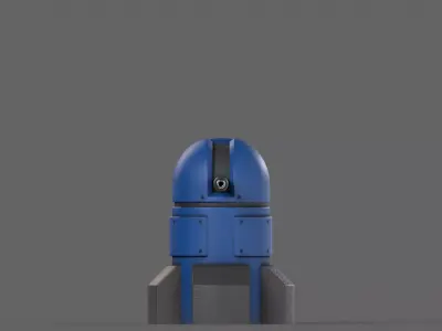 PBR Turret Gun 06 Blue Low-poly 3D model