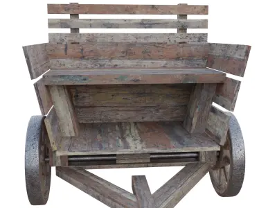 wooden cart Low-poly 3D model by 3DdaysStudio from CGTrader (Low-poly)