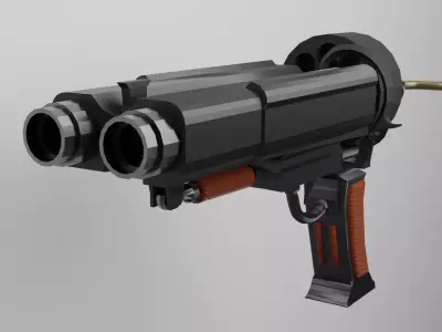 Double-Barrel Pistol Low-poly 3D model