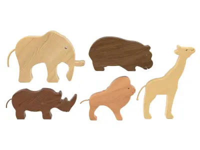 Wooden animal toys 3D model