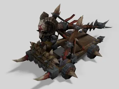 Stylized Medieval Catapult Low-poly 3D model