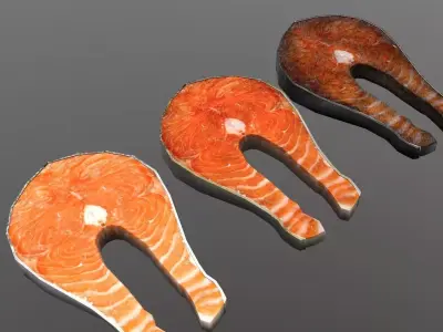 Salmon Steak Low-poly 3D model