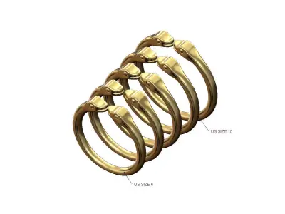 Double head open minimalist serpent ring US sizes 6to10 3D print model