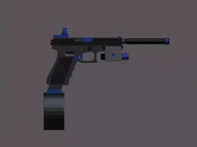 low poly gun full upgraded Free low-poly 3D model