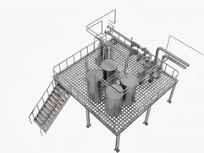 Factory Industrial Kitbash Low-poly 3D model
