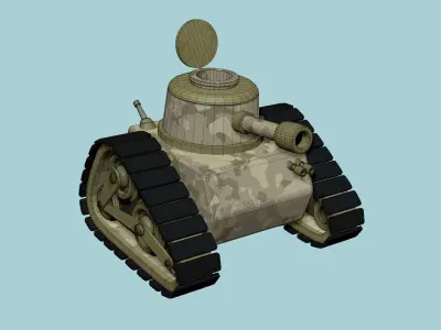 War Tank Cartoon A06 Desert Camouflage - Military Vehicle Low-poly 3D model