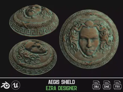 Aegis shield Low-poly 3D model