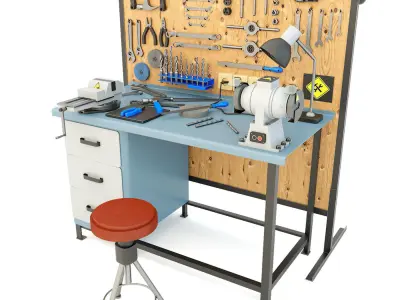 Workbench and garage tools 21 Items - Collection 2 3D model