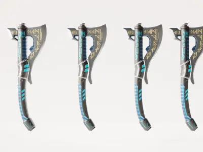 Axe Sci-fi realistic low-poly weapon for games and renders Low-poly 3D model