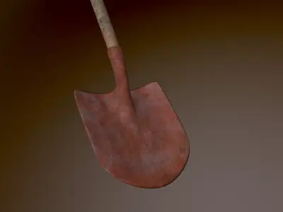 Shovel Low-poly 3D model 7
