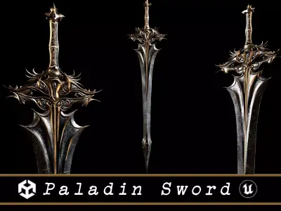 High Paladin Sword  Low-poly 3D model