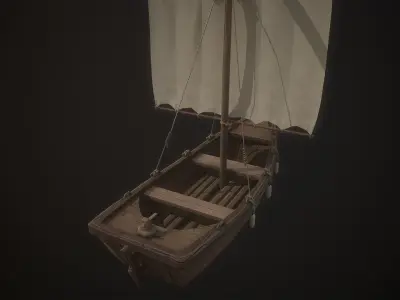 Stylized Boat Low-poly 3D model
