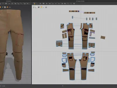 High-Quality GEN2 Tactical Pants 6 pose type marvelous file Low-poly 3D model