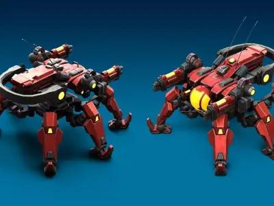 Sci-Fi Quadruped Combat Robot 3D model