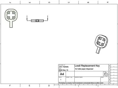  Losdi Replacement key for toilet paper dispenser 3D print model