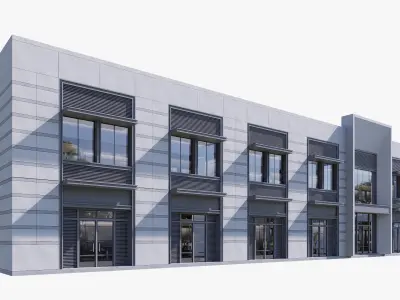 Commercial building Low-poly 3D model 5