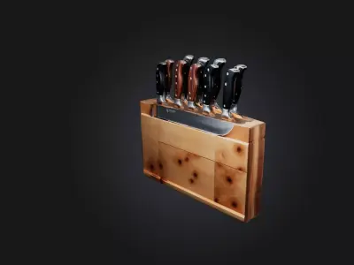 Realistic Knife Block Low-poly 3D model
