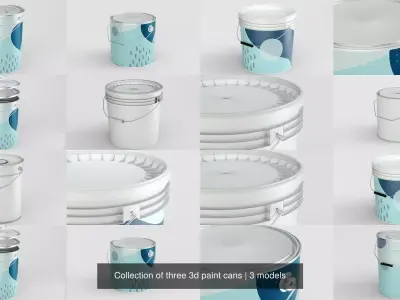 Collection of three 3d paint cans 3D Model Pack
