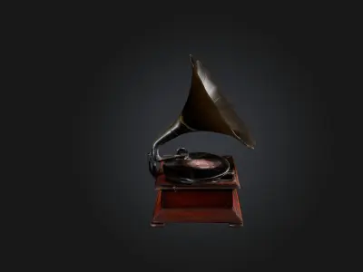 Antique Phonograph Low-poly 3D model