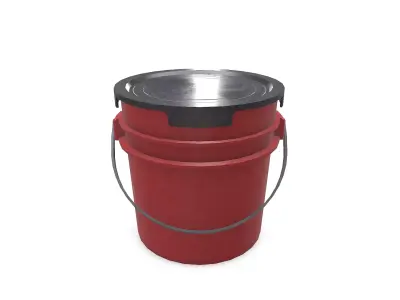 Platic Bucket With Lid Low-poly PBR Low-poly 3D model