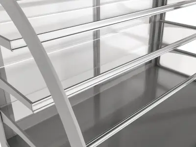 Store cake display shelf with curved glass and cooling 3D model