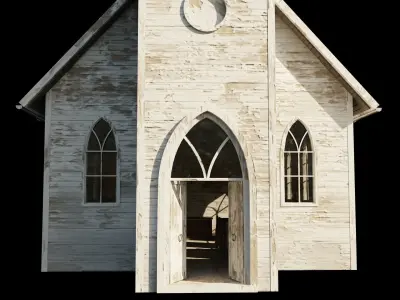 Old Church with Interior Low-poly 3D model