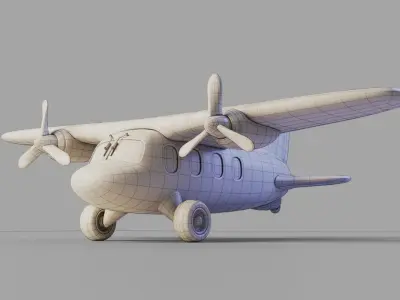 Plane toy airplane with propellers Low-poly 3D model