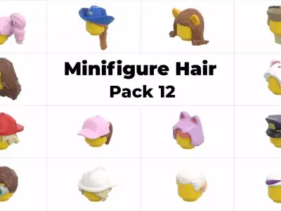 TwindBricks3D - Minifigure Hair pack 12 3D print model
