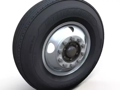 Old bus steel wheel 3D model