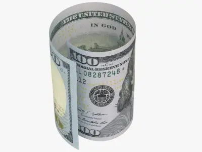 United States 100 dollar Wallet Money Purse Cash 3D model