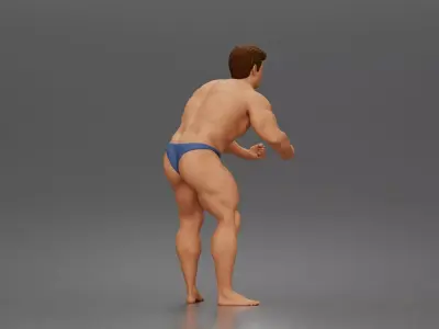 Bodybuilder flexes muscles posing trunks onstage powerhouse 3D print model