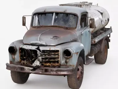 Realistic 1950s Rural Work Tanker Truck 3D Model Low-poly 3D model