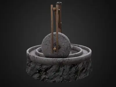 Medieval Mill Low-poly 3D model