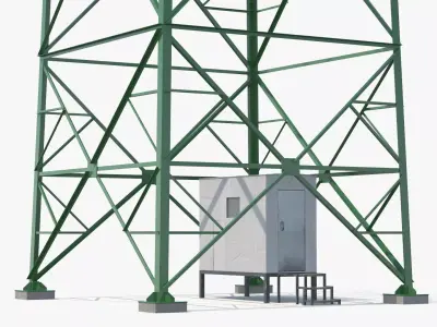 Antenna Tower with Parabolic Units Simplified 3D model