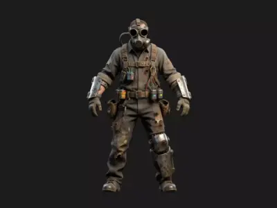 Post-Apocalyptic Wasteland Mechanic Low-poly 3D model