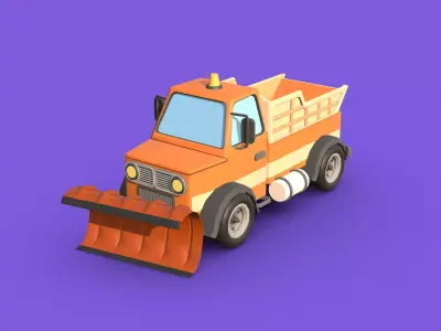 Stylized Toon Snow Plower Truck Low-poly 3D model