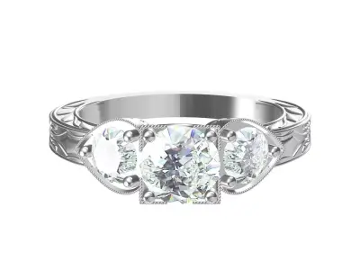 Solitair 3 Stone Ring 3D print model buy
