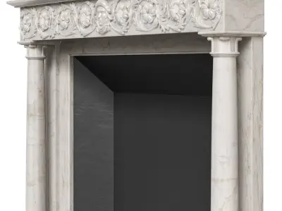 Antique 19th Century Marble Fireplace 3D model
