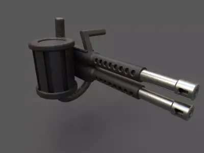Heavy gameready minigun Low-poly 3D model