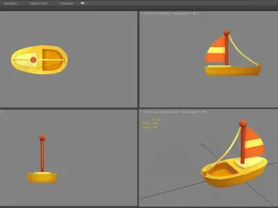 Cartoon toy sailboat - wooden boat Low-poly 3D model