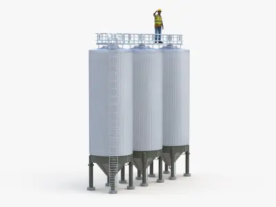  Silo Fermentation Tanks Worker 