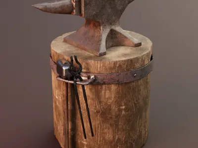 The blacksmith s set Low-poly 3D model