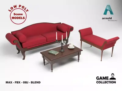 British antique furniture Low-poly 3D model