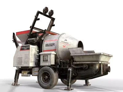 Concrete Mixer Pump Machine Low-poly 3D model