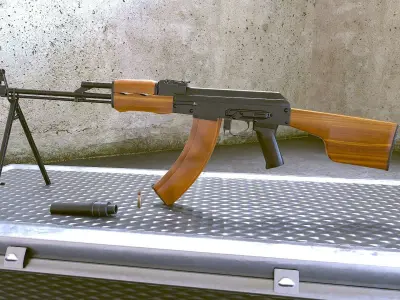 RPK Russian Assault Rifle Game Ready 2 Variations Low-poly 3D model