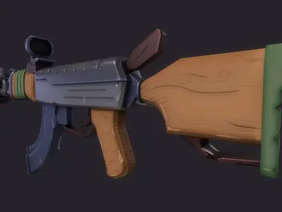 Stylized AK Low-poly 3D model