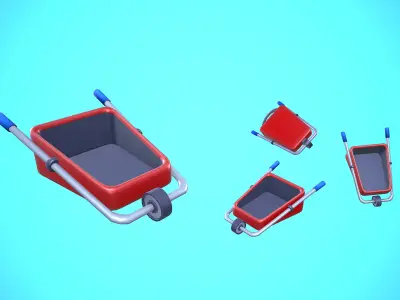 WHEELBARROW CARTOON STYLIZED Low-poly 3D model