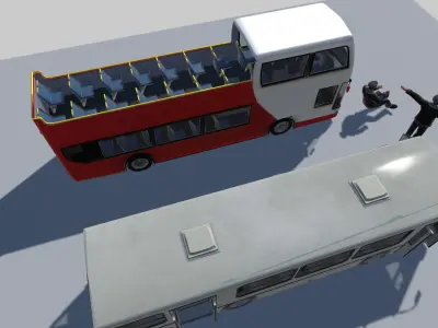 City Tourist Bus with Driver PBR Textures Low-poly 3D model