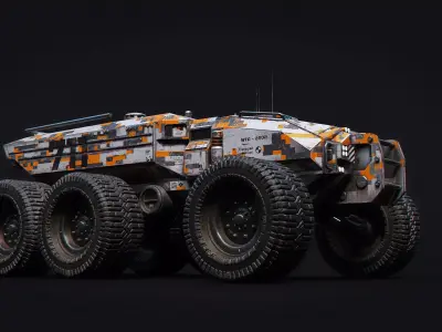 Technical Vehicle up to 8K Textures transporter Source Files Low-poly 3D model