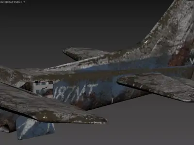 Derelict Cessna 172 Skyhawk Heavily Damaged and Weathered 3D model